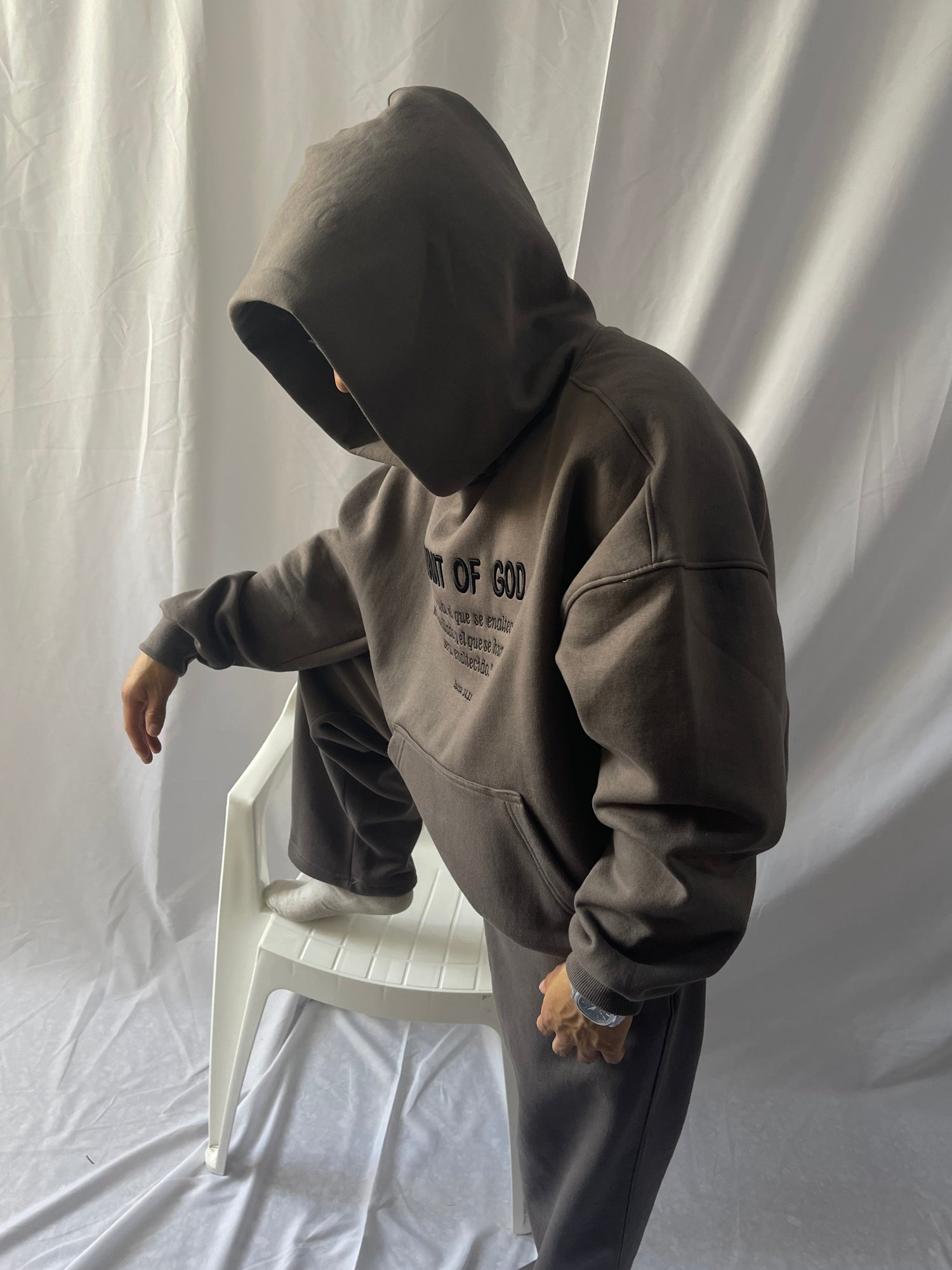 Conjunto SERVANT OF GOD - Sudadera + Buzo Baggy Unisex gris topo