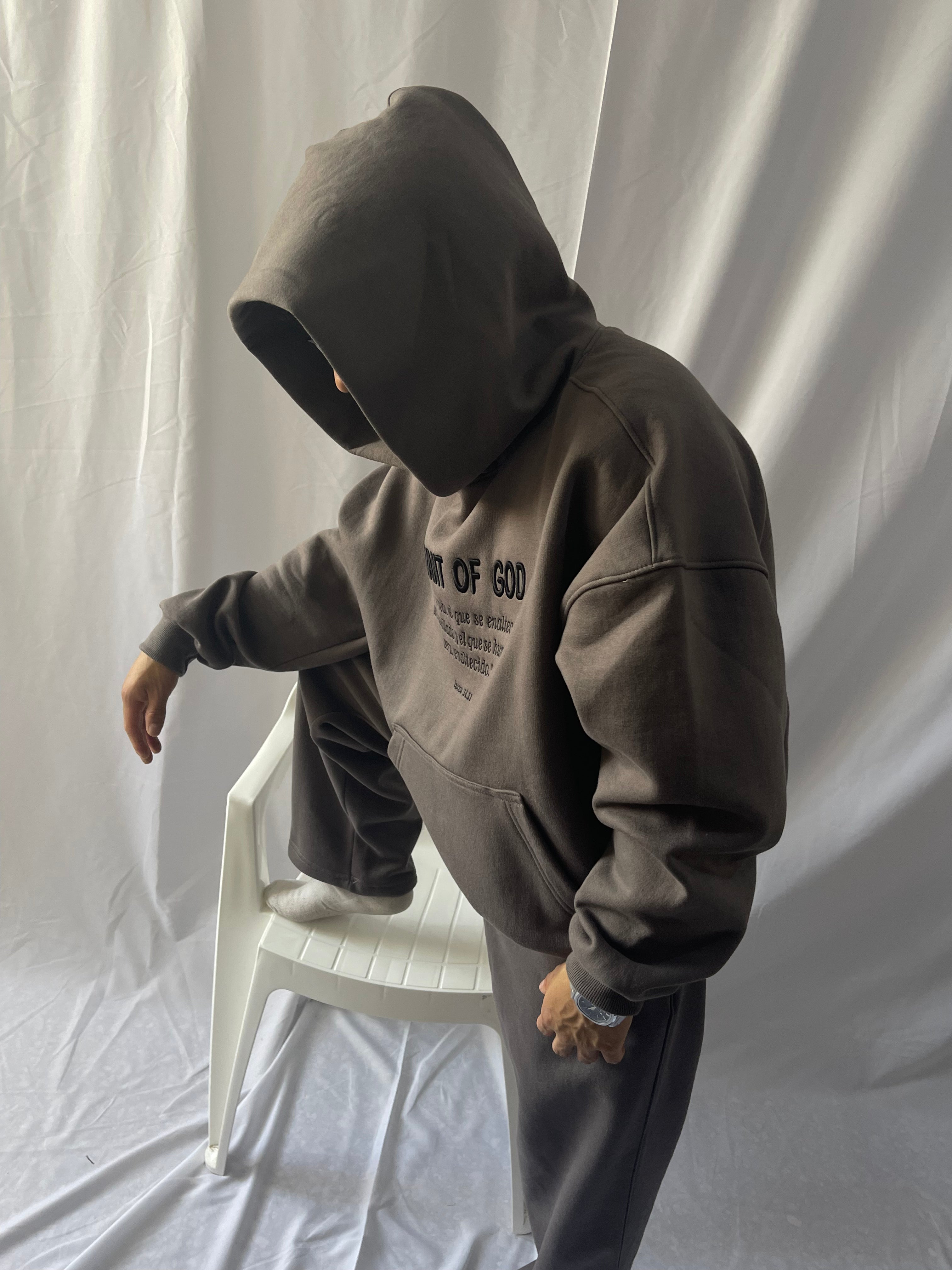 Conjunto SERVANT OF GOD - Sudadera + Buzo Baggy Unisex gris topo