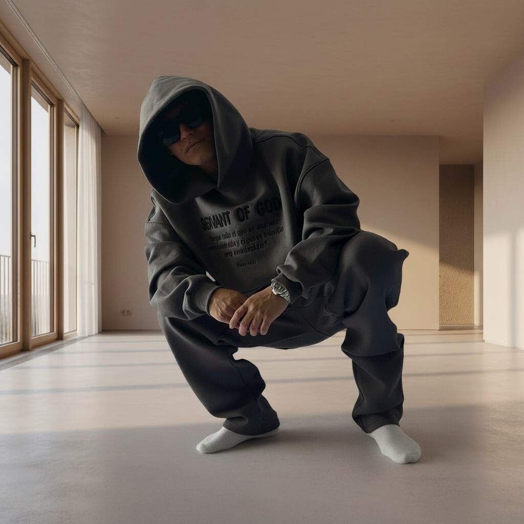 Streetwear cristiano SERVANT OF GOD gris topo - Estilo urbano con propósito