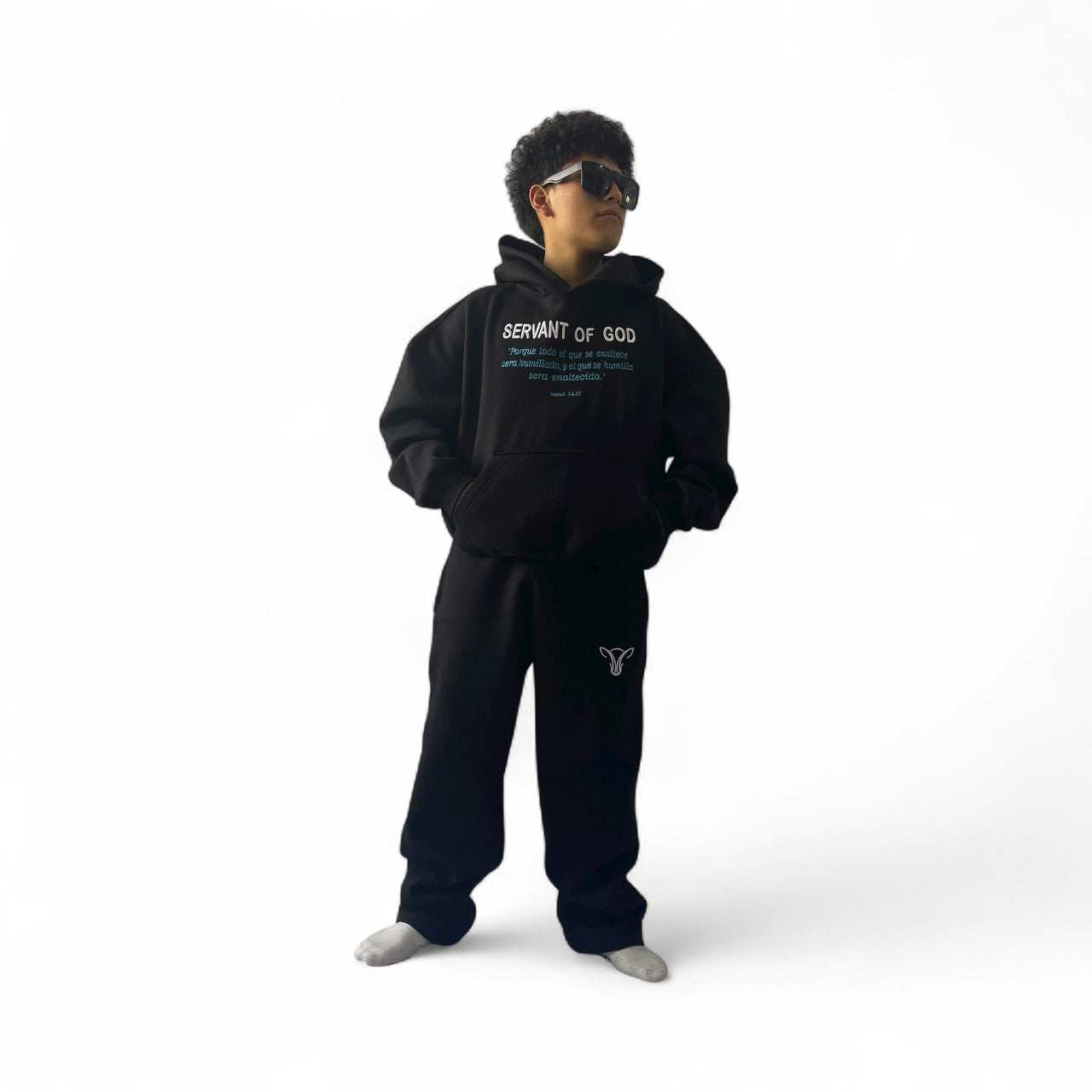 Conjunto SERVANT OF GOD - Sudadera + Buzo Baggy Unisex negro