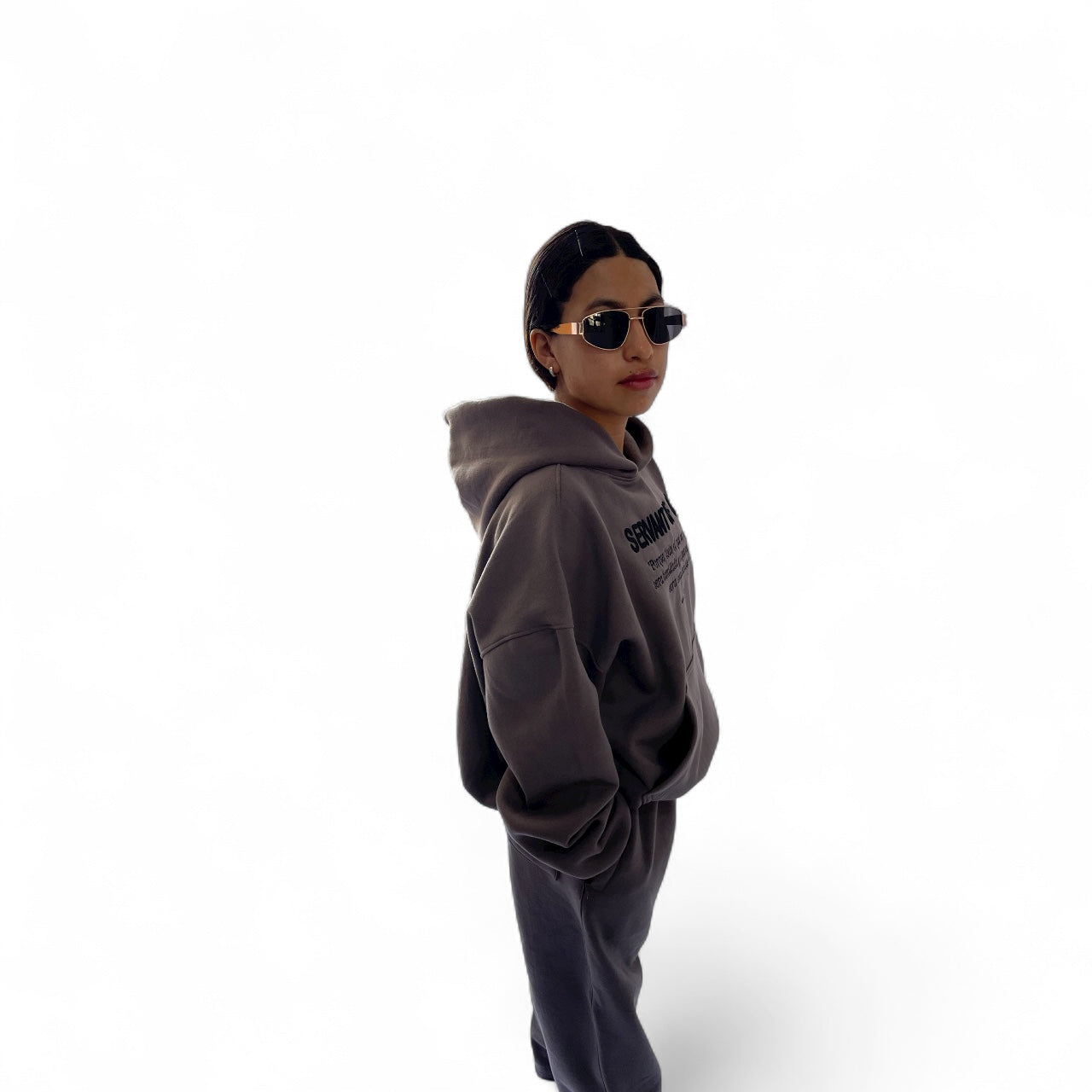 Conjunto SERVANT OF GOD - Sudadera + Buzo Baggy Unisex gris topo