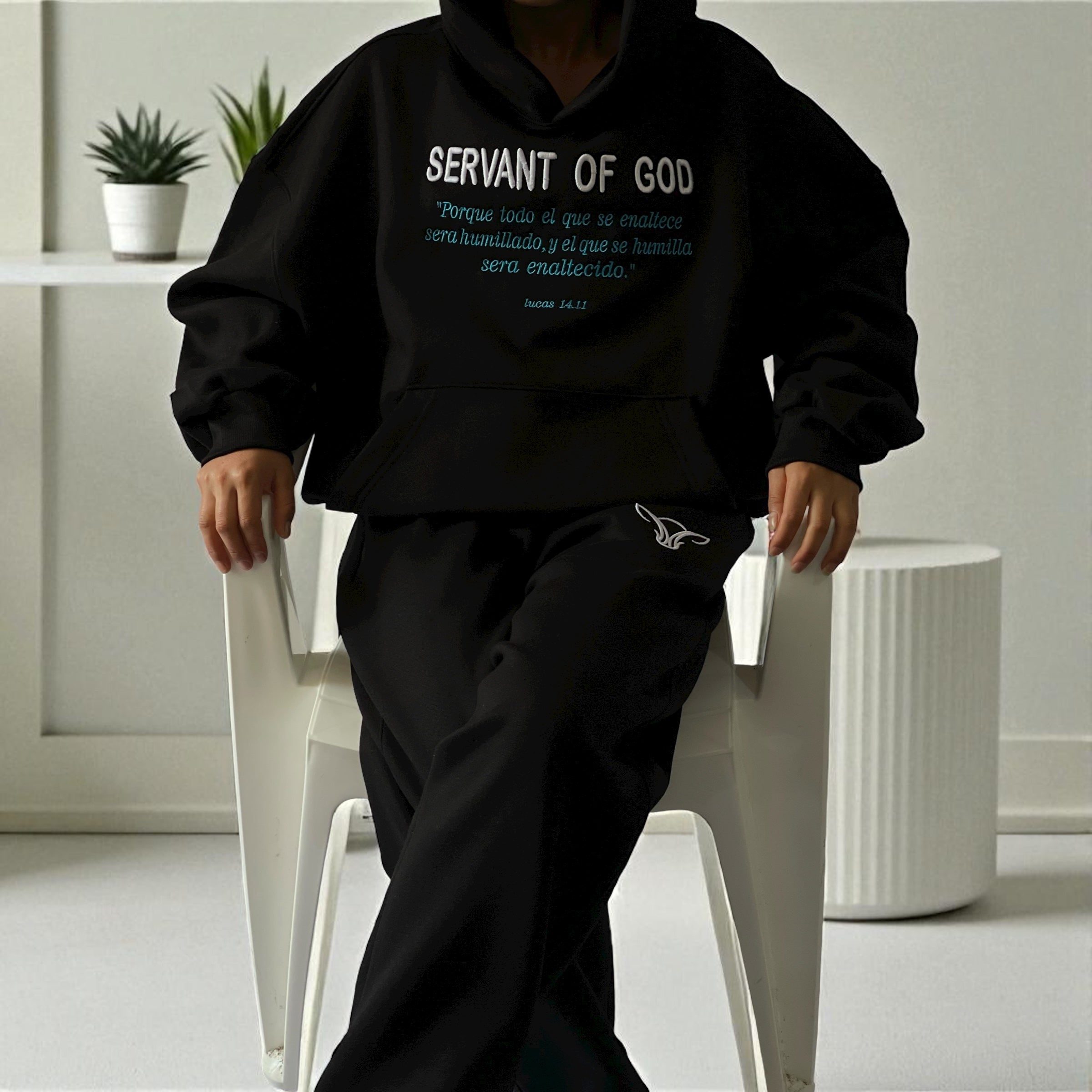 Conjunto SERVANT OF GOD - Sudadera + Buzo Baggy Unisex negro