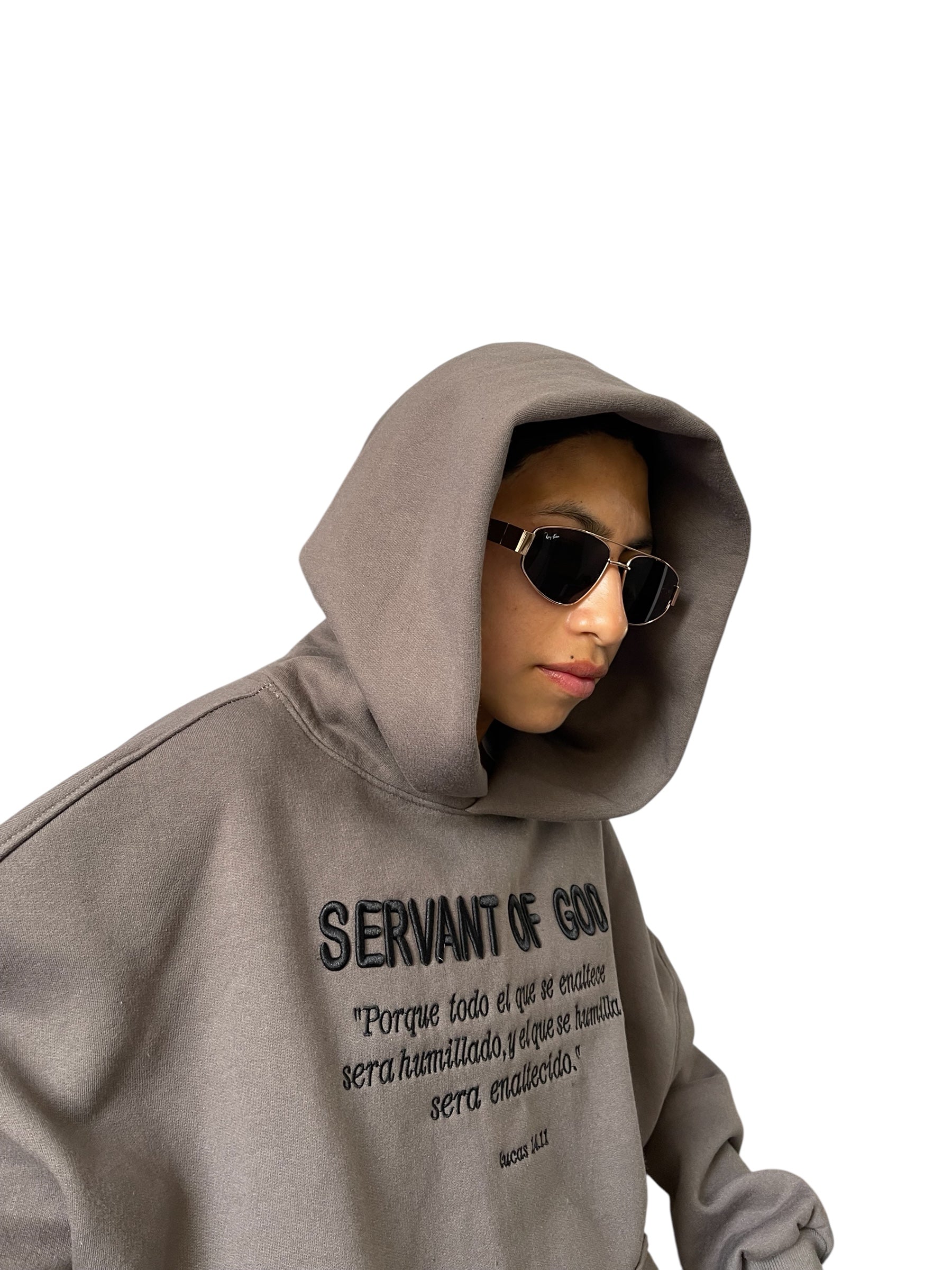 Conjunto SERVANT OF GOD - Sudadera + Buzo Baggy Unisex gris topo