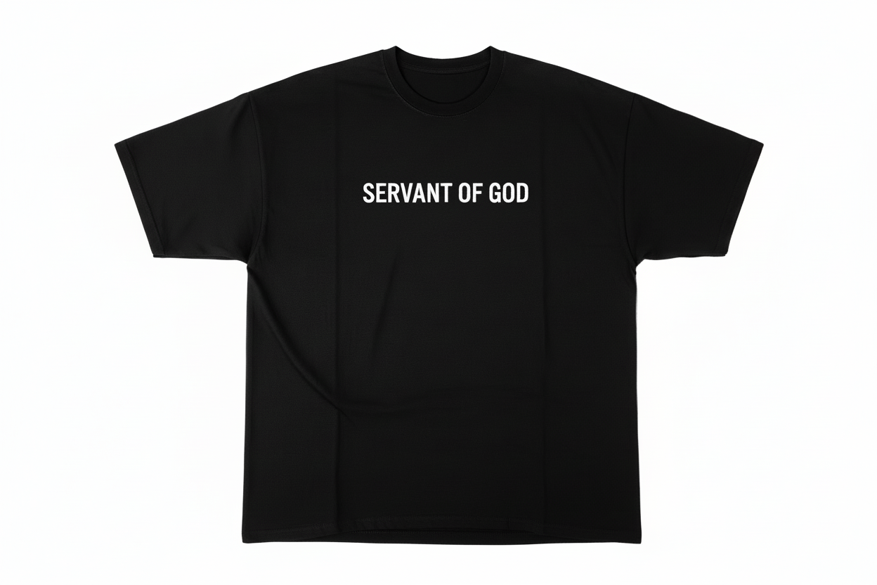 Polo negro SERVANT OF GOD. Algodón premium. Fe con estilo.