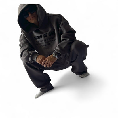 Conjunto SERVANT OF GOD - Sudadera + Buzo Baggy Unisex gris topo
