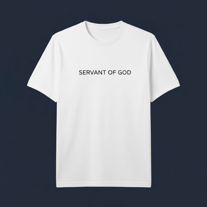 Polo blanco SERVANT OF GOD. Algodón premium. Fe con estilo.

